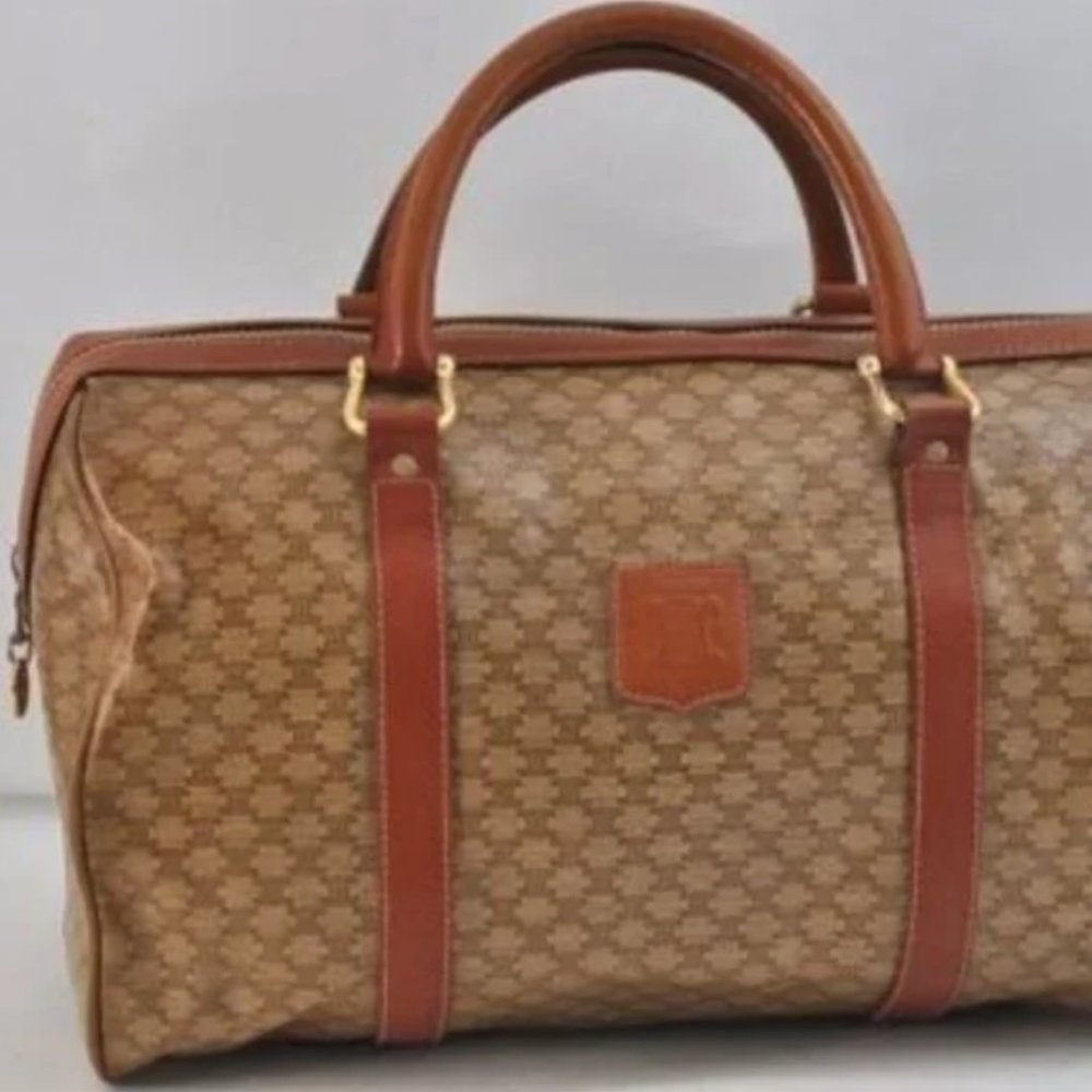 Beautiful CELINE Vintage Macadam Blason Pattern Hand Bag Purse PVC Leather